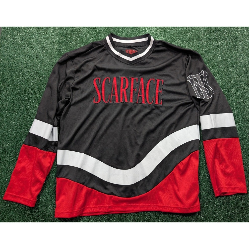 Reason Scarface Hockey Jersey Men's Large Black Red Tony Montana TM Mesh Shirt
